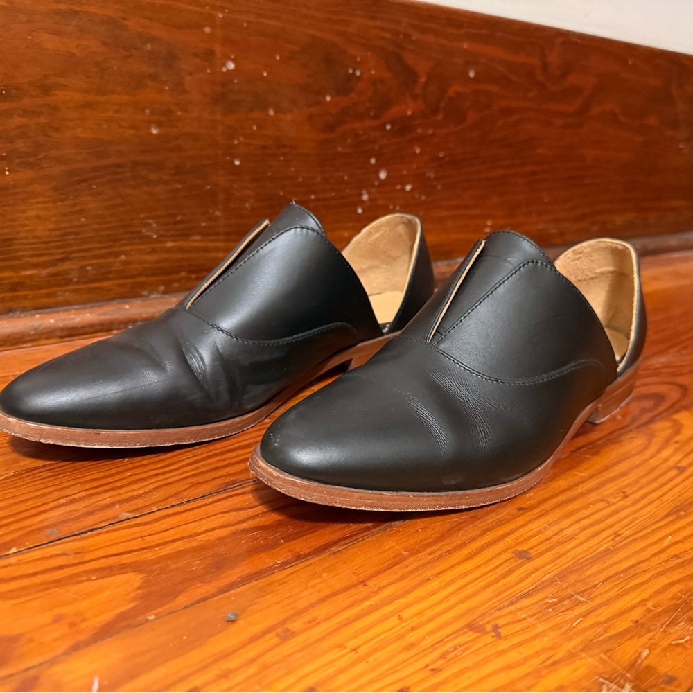 Nisolo Black Leather Emma D'Orsay Oxford Slip On Loafer 10